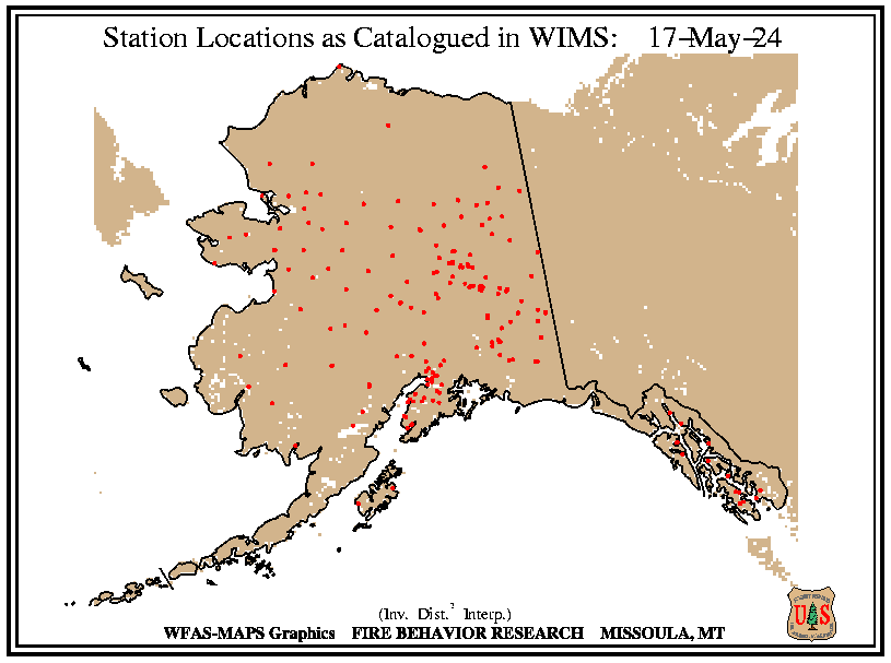 Alaska Fire Weather station location from WIMS