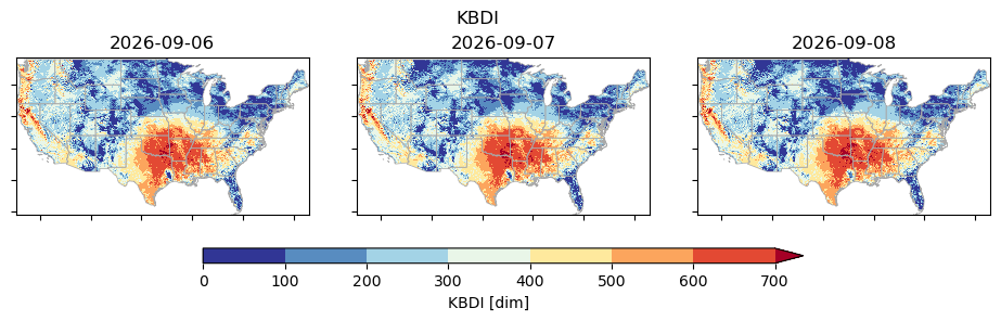 Last three days of traditional Keetch-Byram Drought Index calculated from URMA