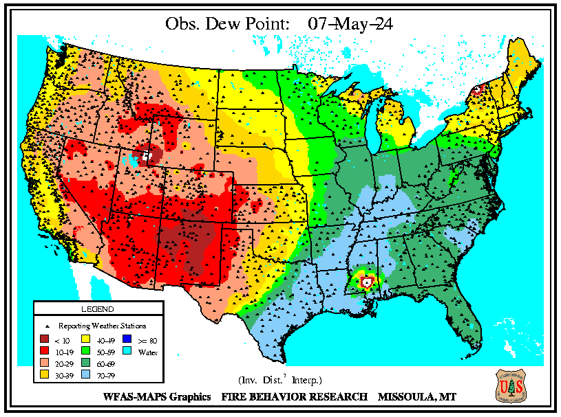 Observed Dew Point Levels