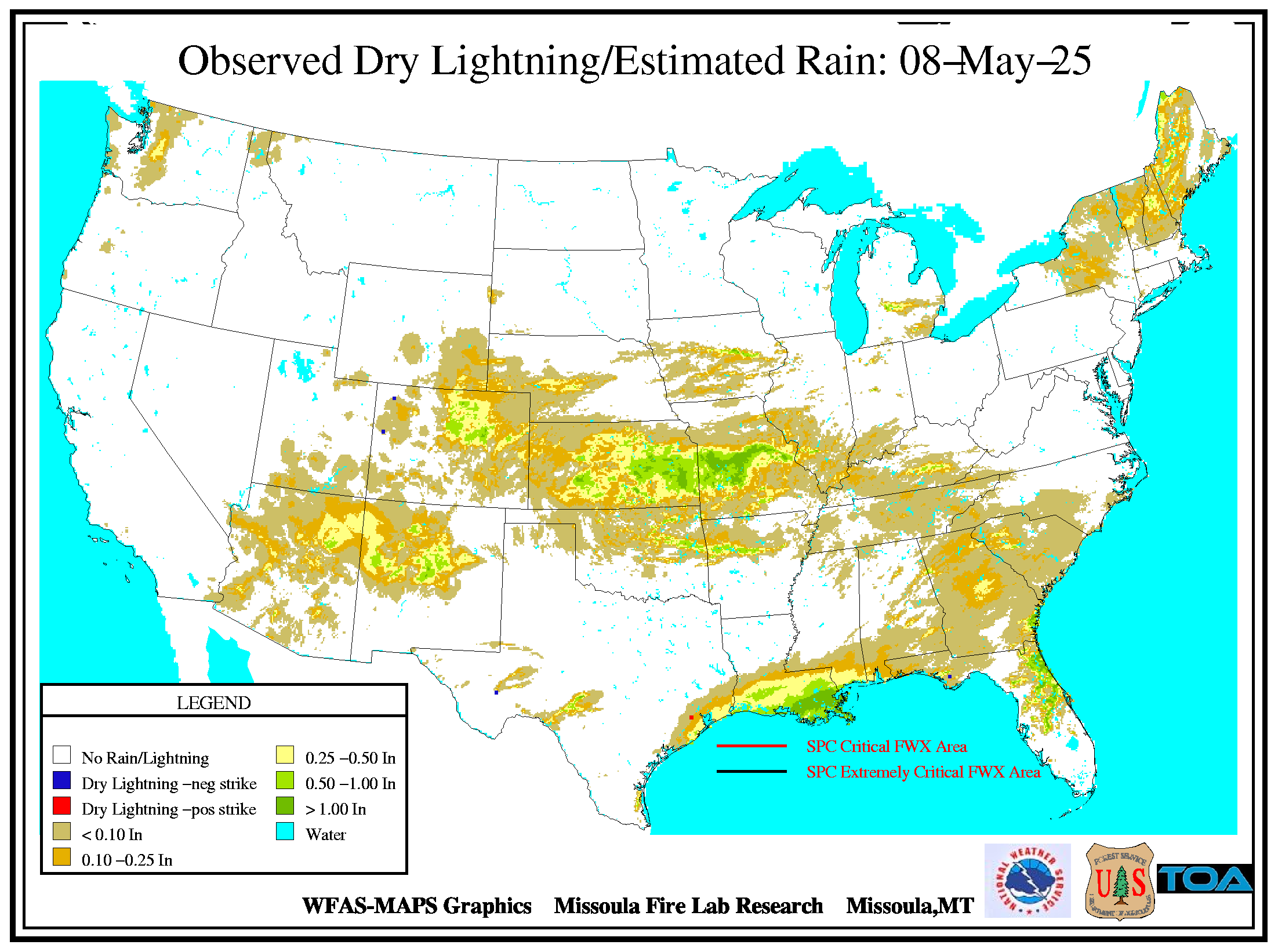 U.S. Observed Dry Lightning Dryness Map Thumbnail