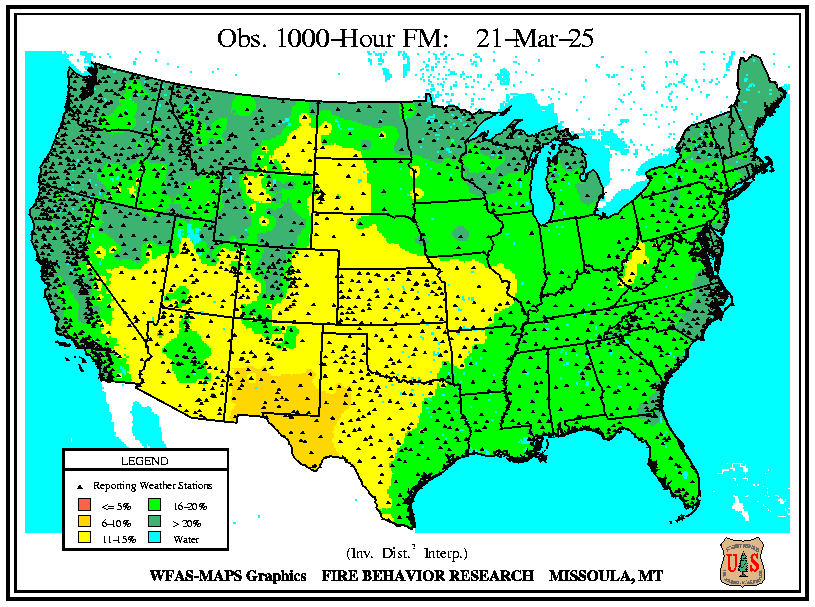 A national map of the latest Keetch-Byram Drought Index