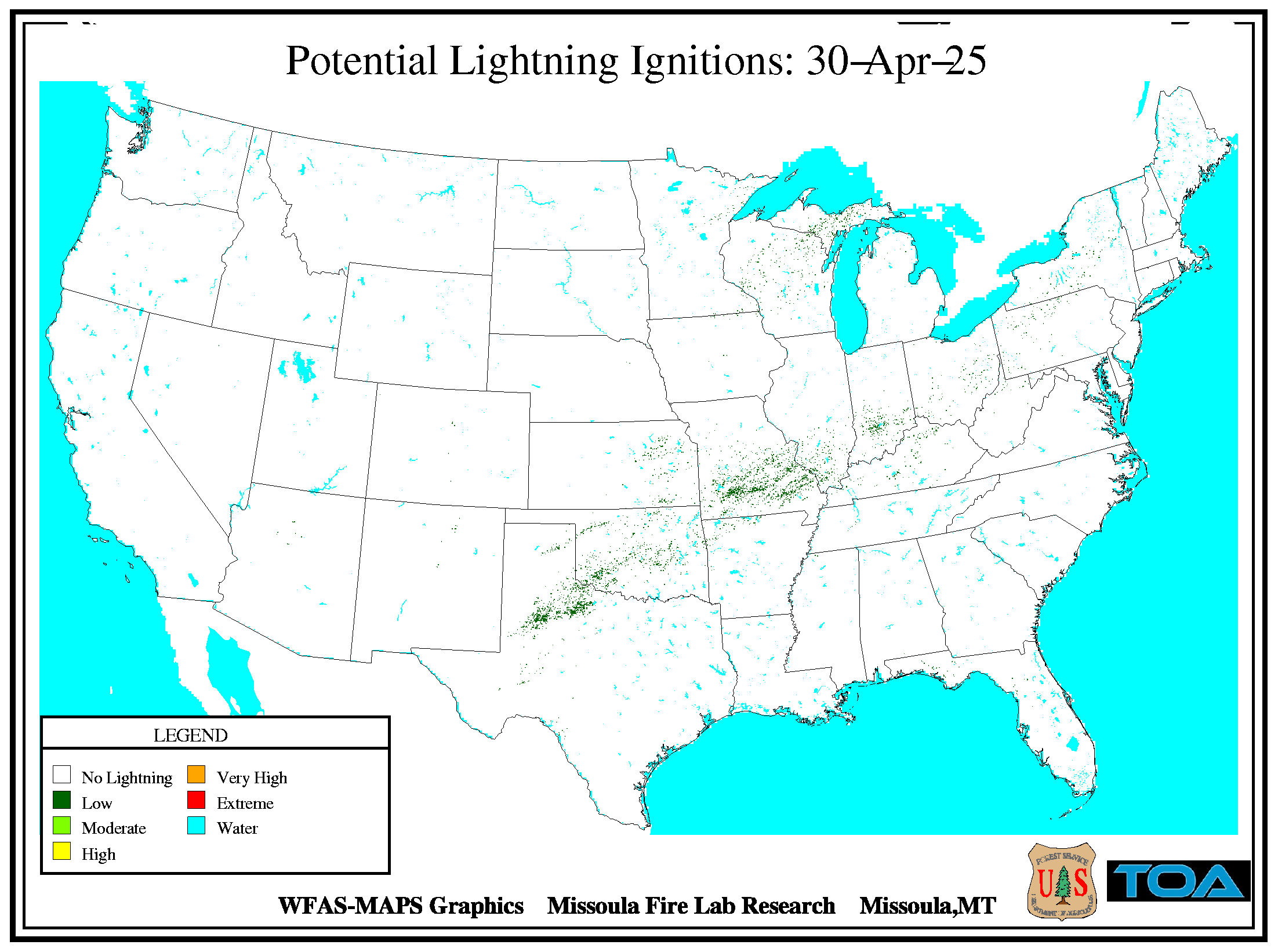 National Potential Lightning Ignitions