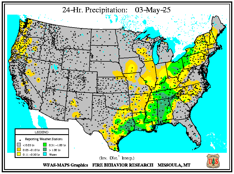 U.S. Observed 24hr Precipitation Map