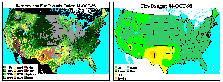 Standard NFDRS map compared with the Fire Potential Index map